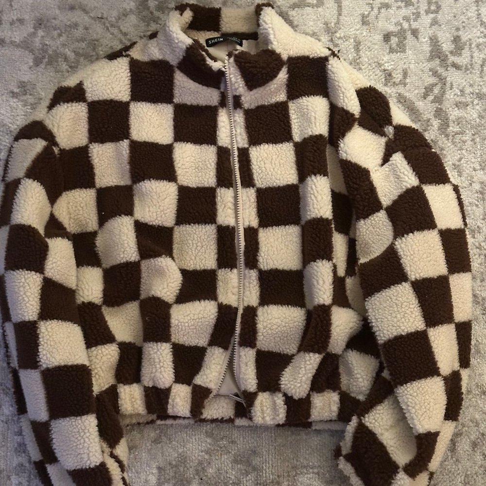 Checkered Sherpa Teddy Jacket